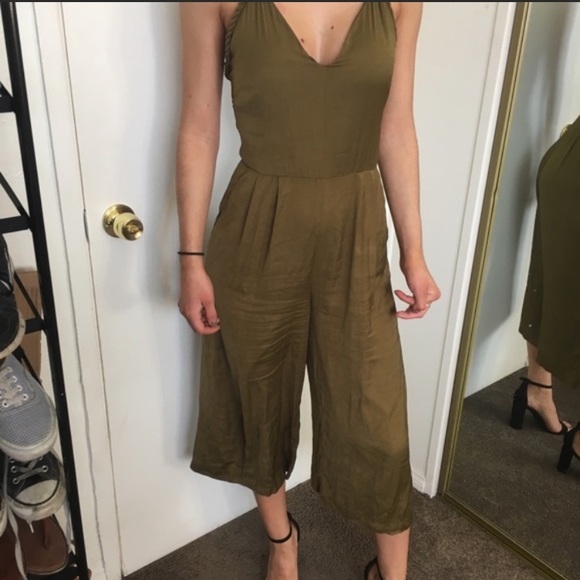 Zara Pants - Zara Collection || Olive Green Silk Jumper Suit